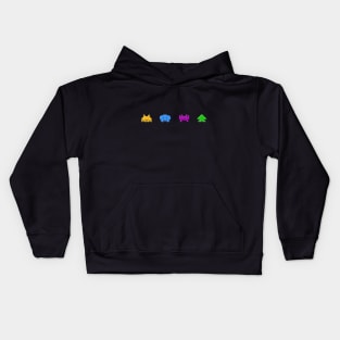 3D Space Invaders block design Horizontal Kids Hoodie